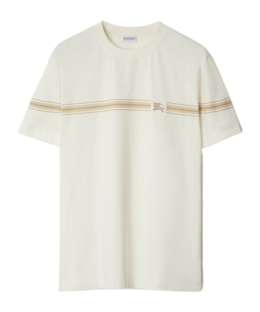 Burberry Men's Striped Cotton T-shirt In White