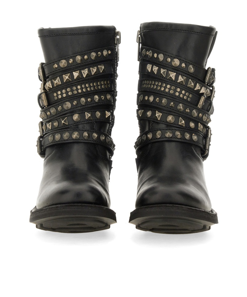 Ash Rivet-decorated Short Boots In Black