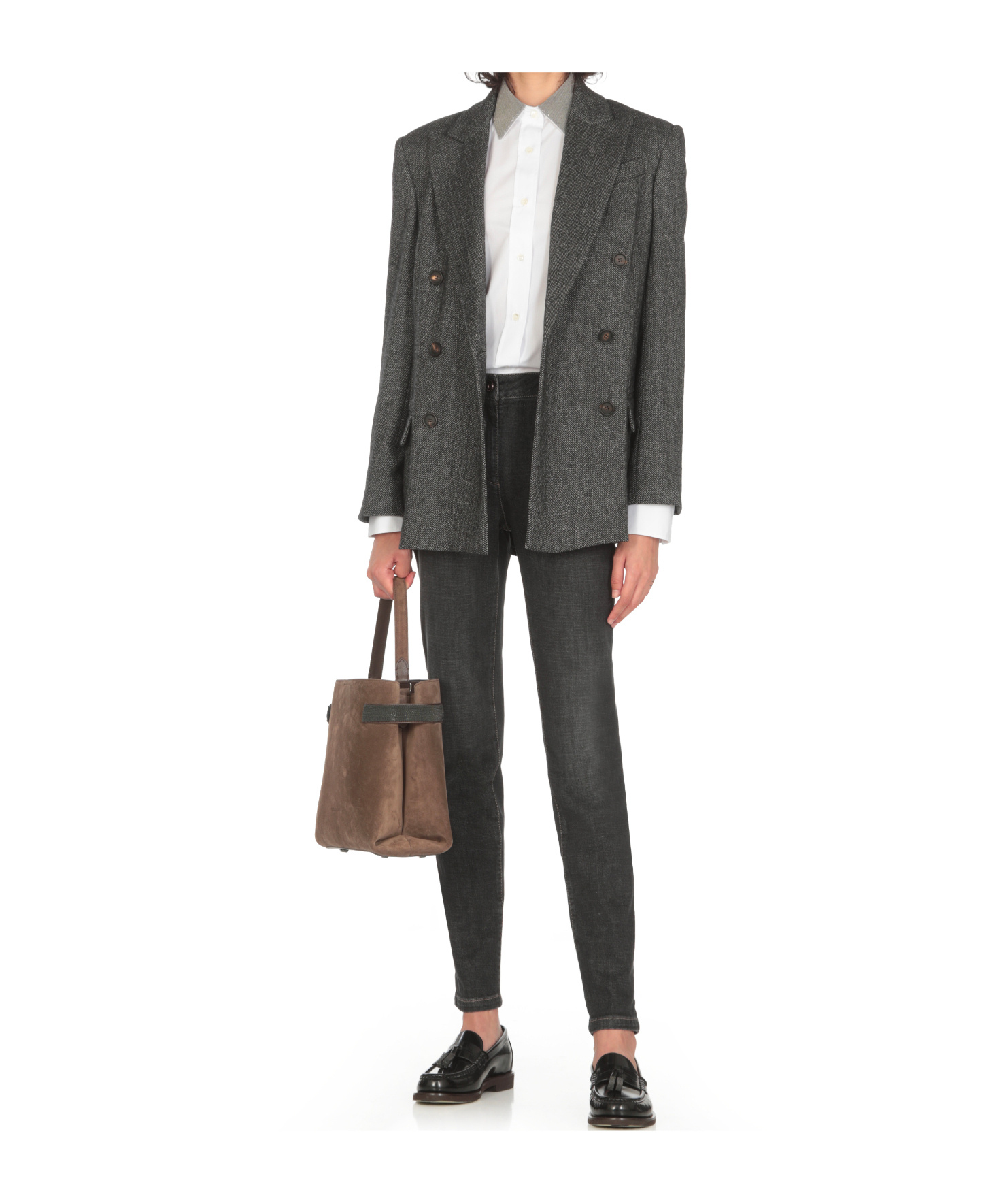 Brunello Cucinelli Women's "shirt With Beaded Collar In White