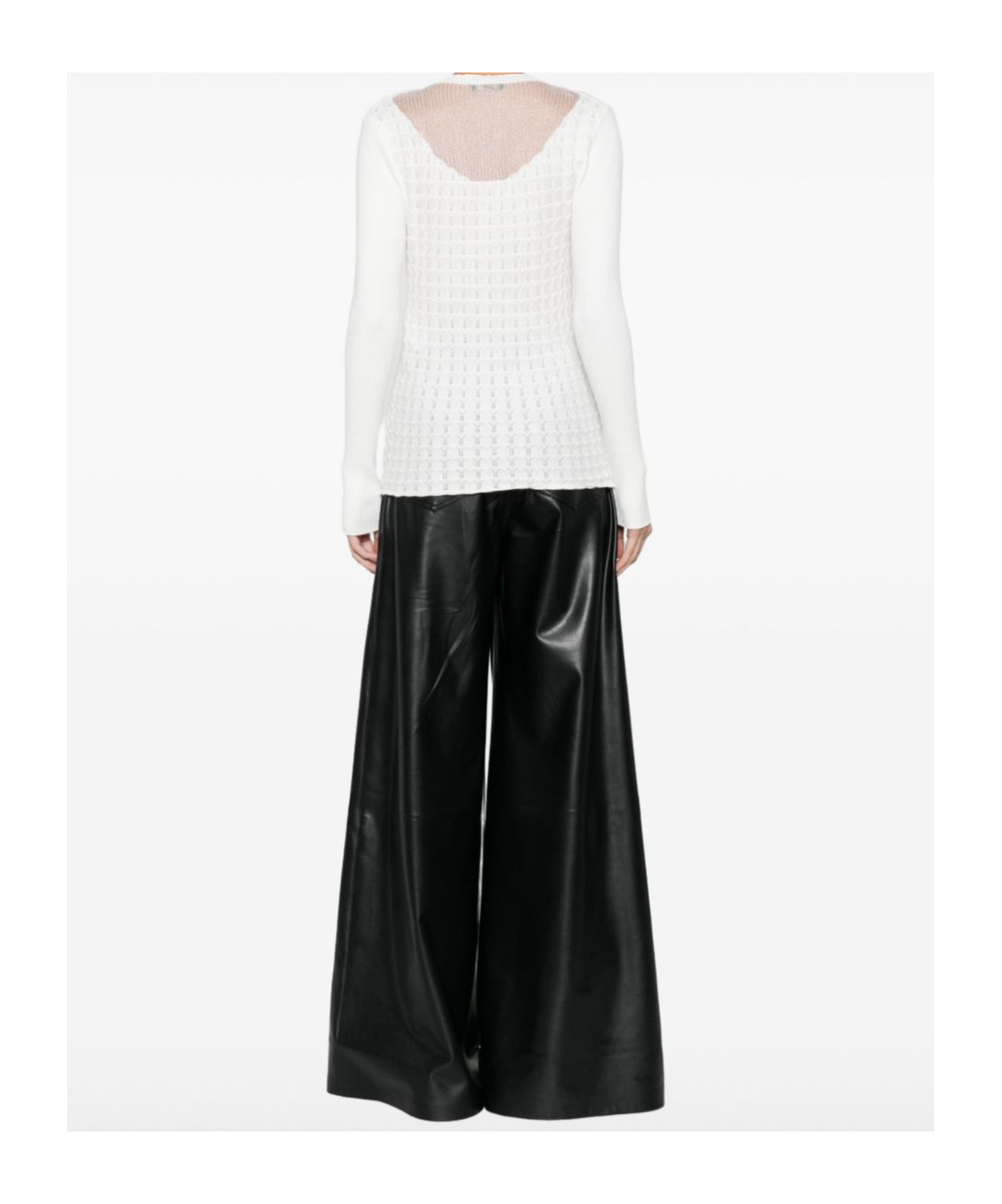 Twinset Textured Knit Sweater With Layered Collar Detail In White