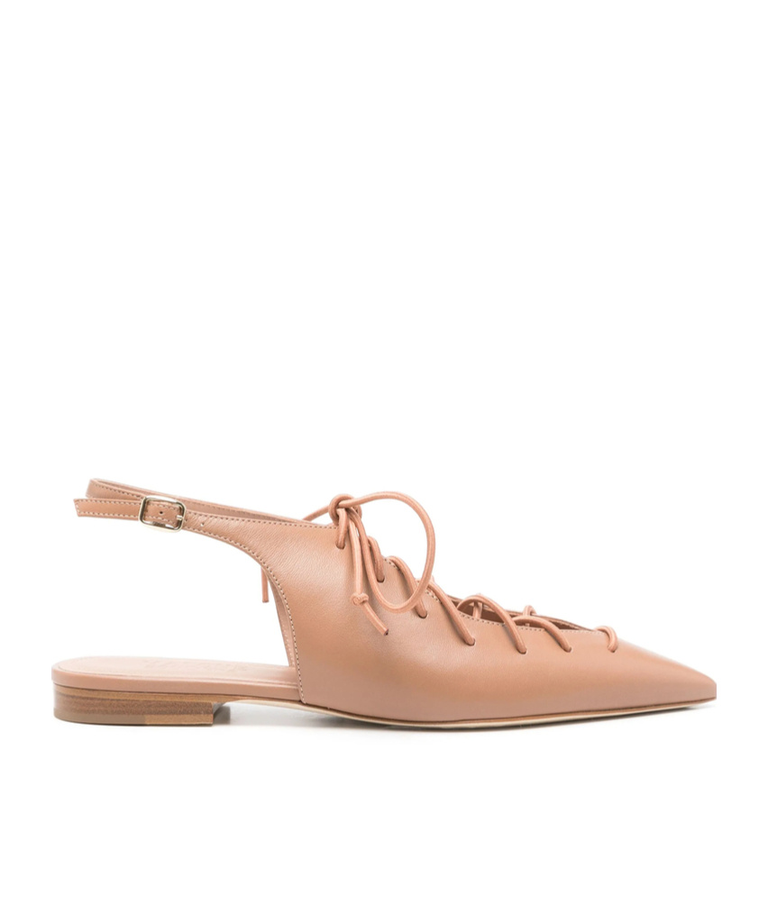 Malone Souliers Alia Nappa Leather Lace-up Flats In Light Brown