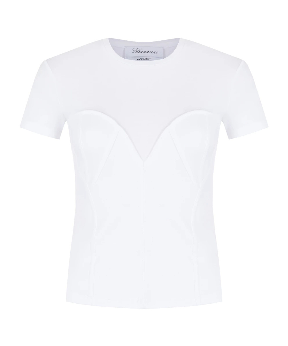 Blumarine Short-sleeved Round Collar T-shirt In White