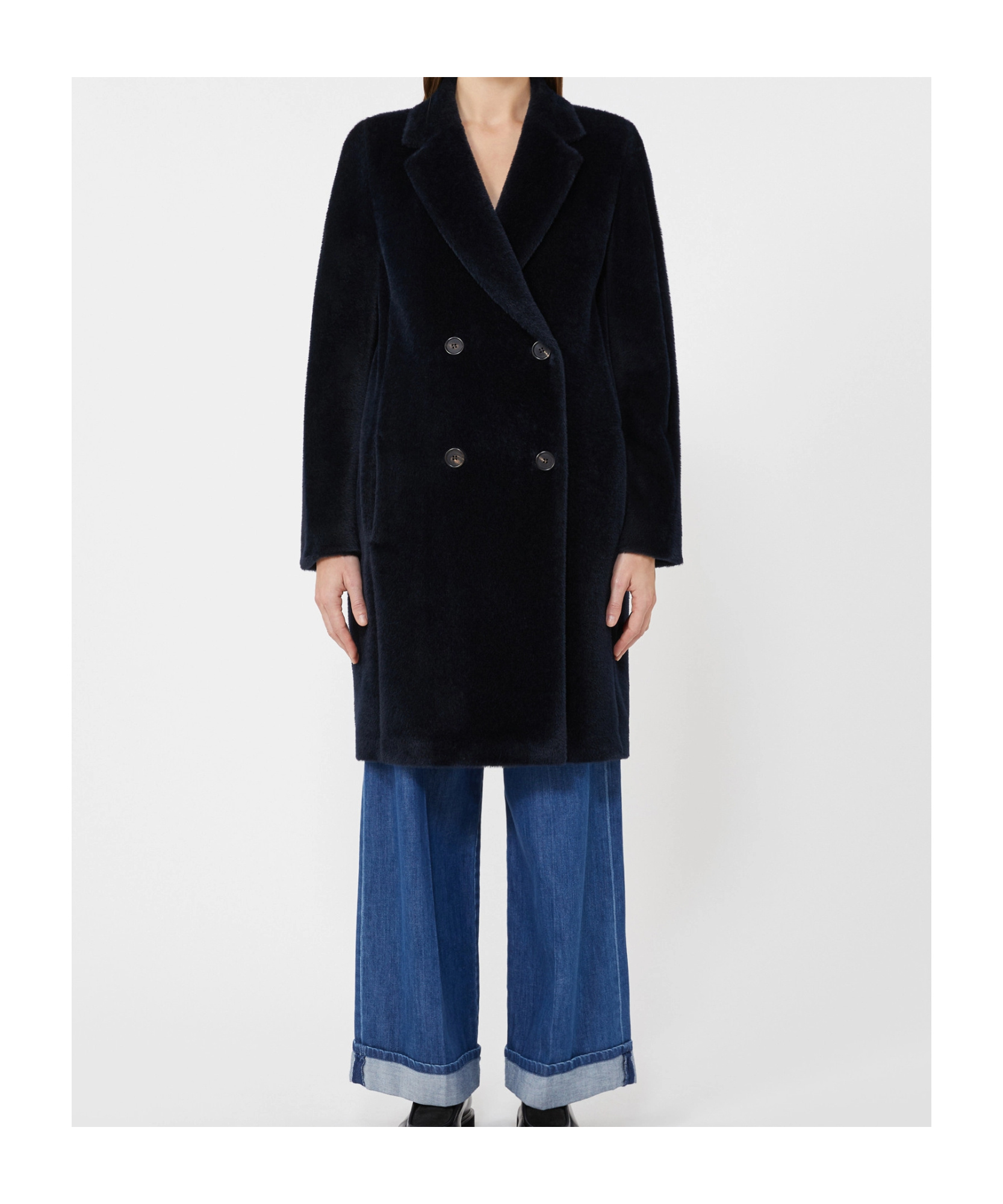 Max Mara Wool And Alpaca Midi Coat In Black