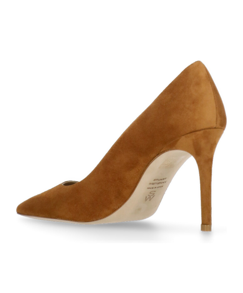 Stuart Weitzman 90mm Pointed-toe Suede Heeled Pumps In Brown