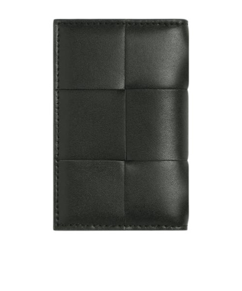 Bottega Veneta Cassette Intrecciato Leather Flap Cardholder In Dark Green