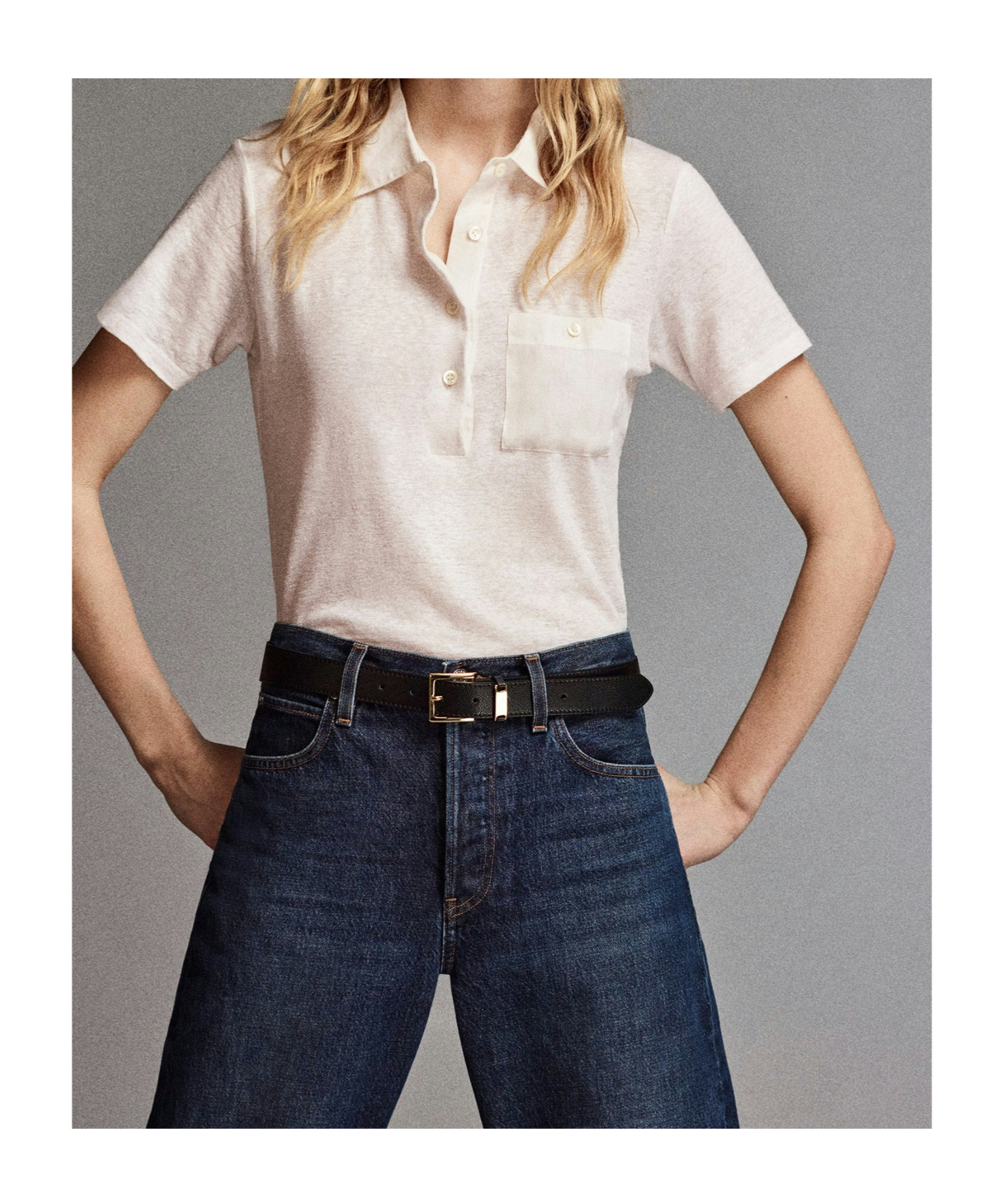Frame The Caddy Polo Top In White
