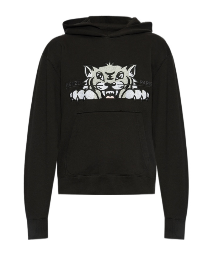 Kenzo Felpa In Cotone Nero Uomo In Black
