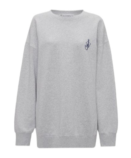 Jw Anderson Anchor Embroidery Back Print Sweatshirt In Gray