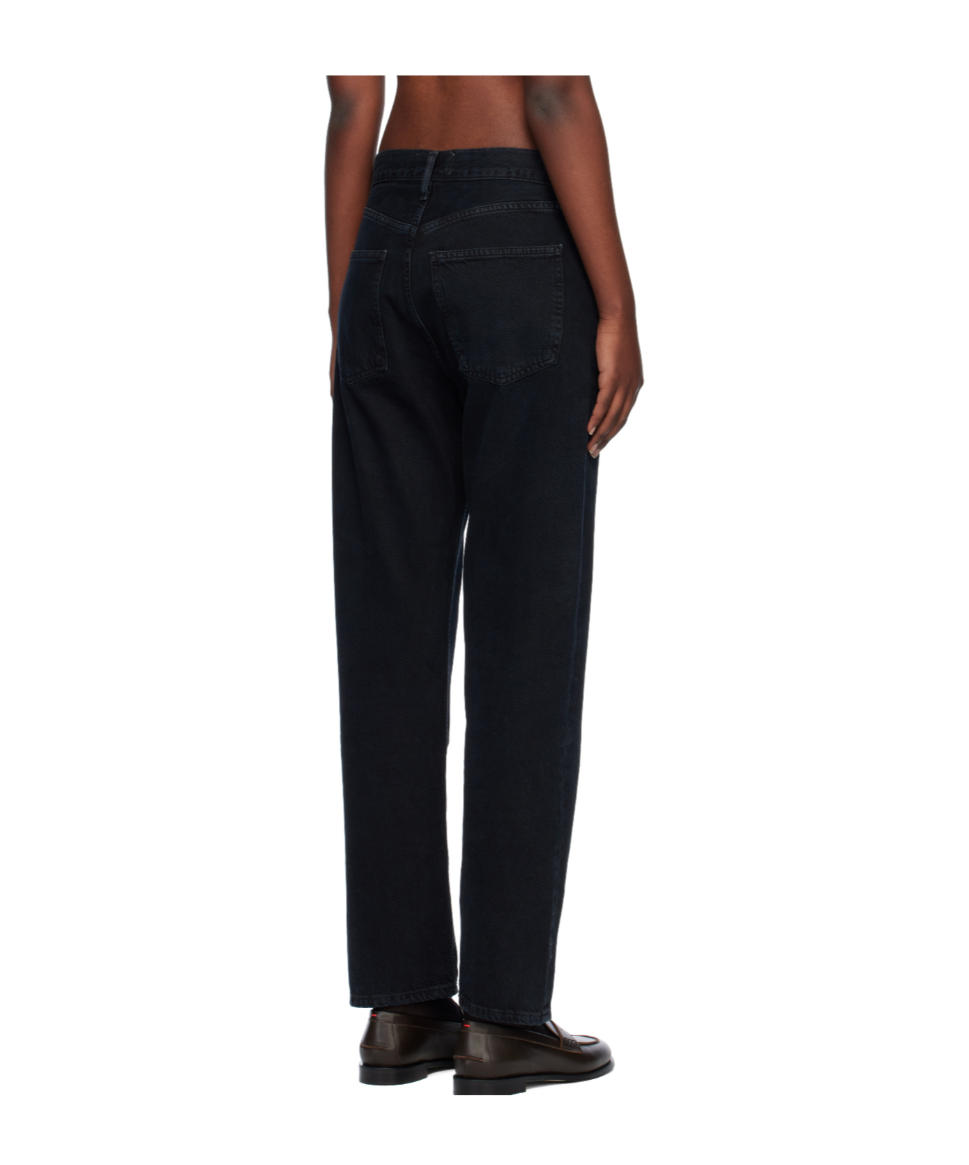 Agolde High Waist Straight Jeans In Black