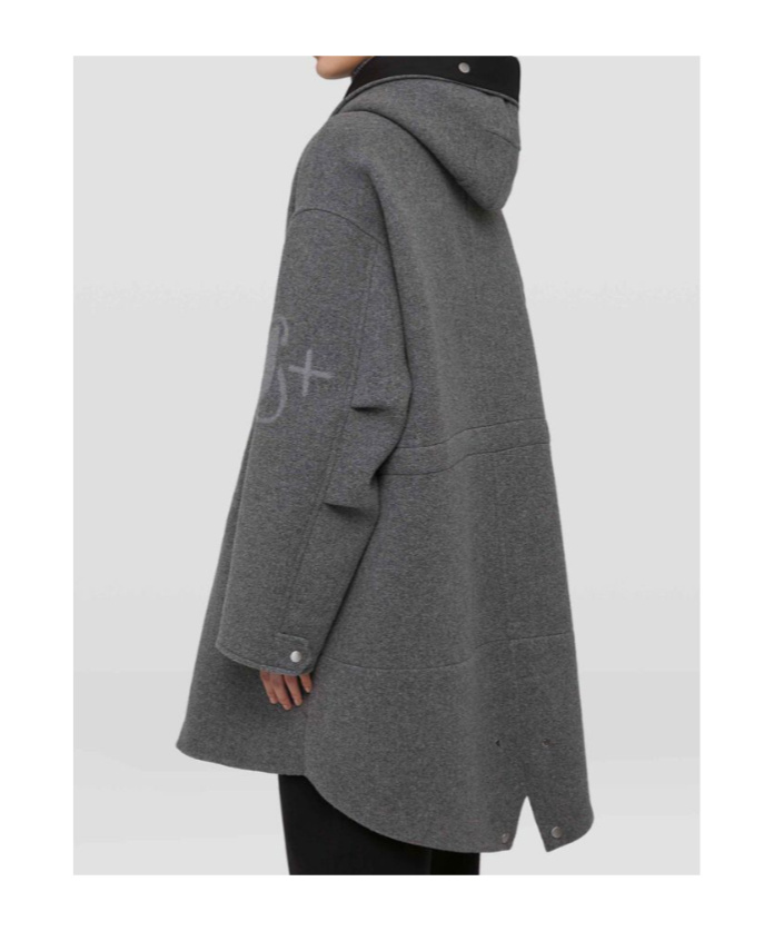 Jil Sander Jw-print Hooded Parka Coat In Gray