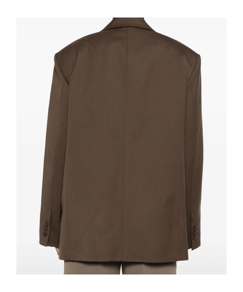 The Frankie Shop Long-sleeved Suit Jacket In Brown