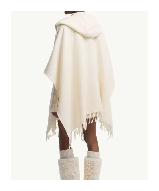 Moncler Belted Wool Cape In White