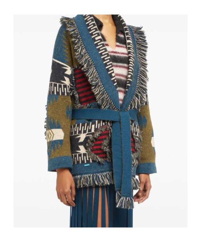 Alanui Grunge Anthem Cardigan In Animal Print