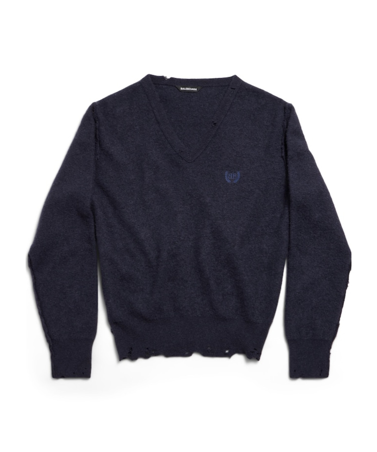 Balenciaga Cashmere-wool Inside Out Sweater In Navy Blue