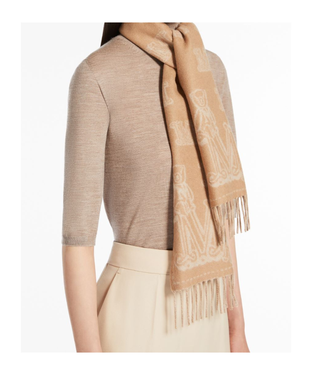 Max Mara Fringed Scarf In Nude