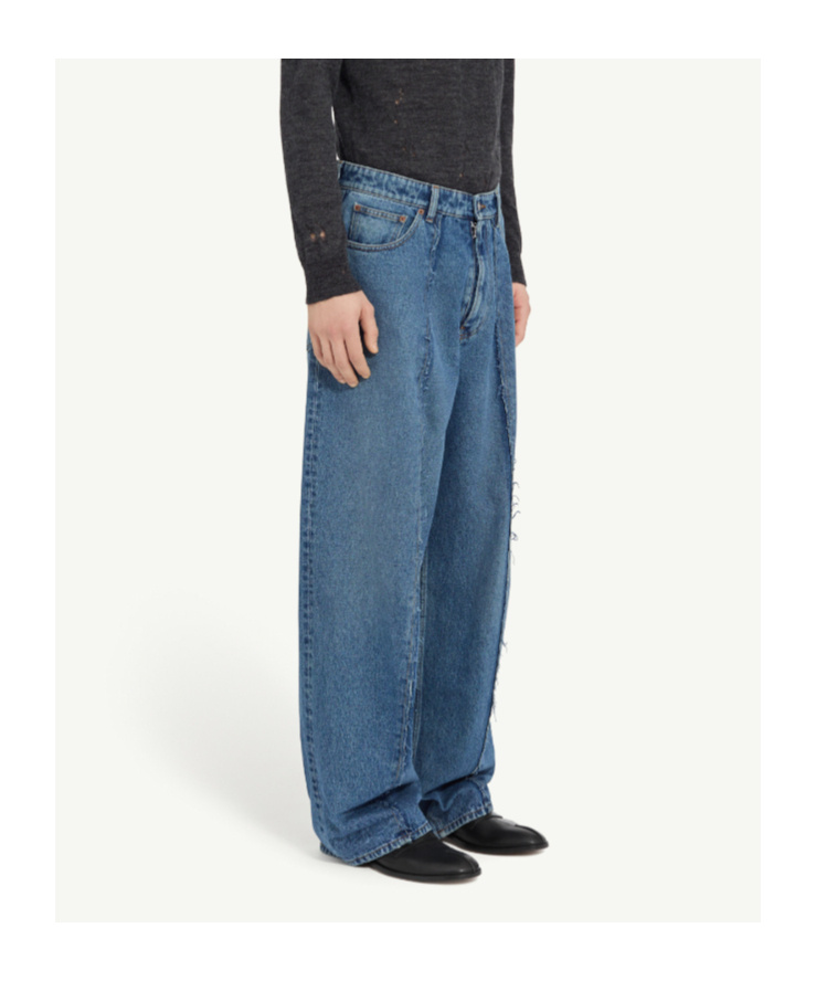 Mm6 Maison Margiela Jeans With Frayed Details In Blue