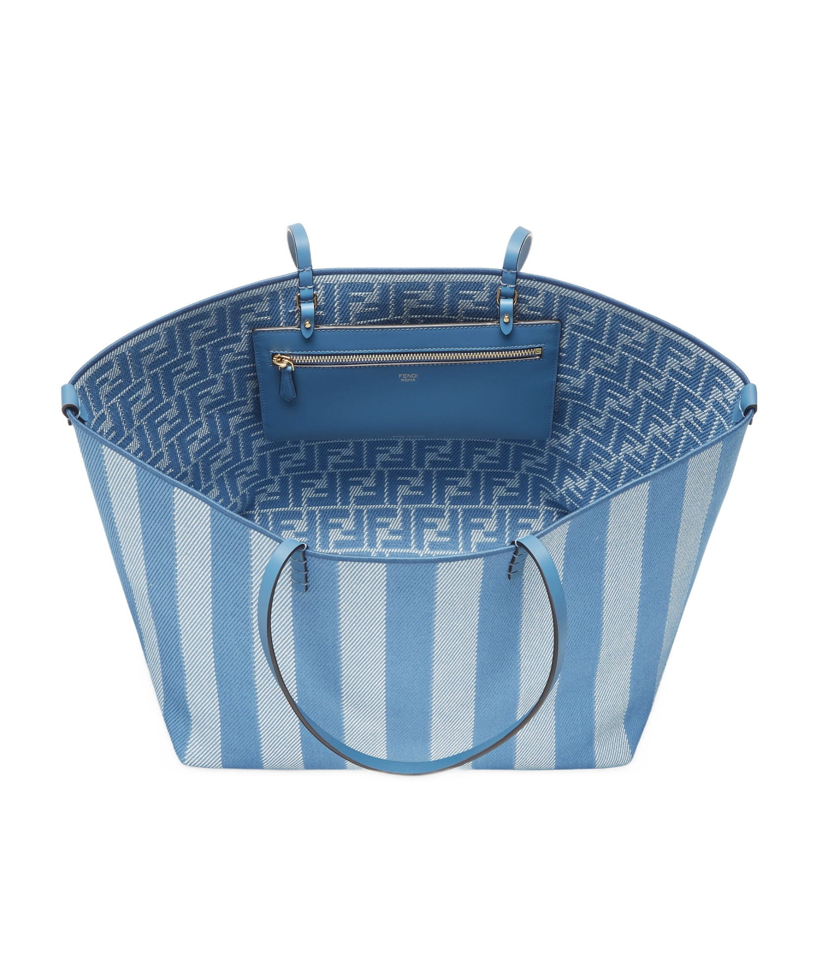 Fendi Blue Reversible Roll Large Shopper In Blue