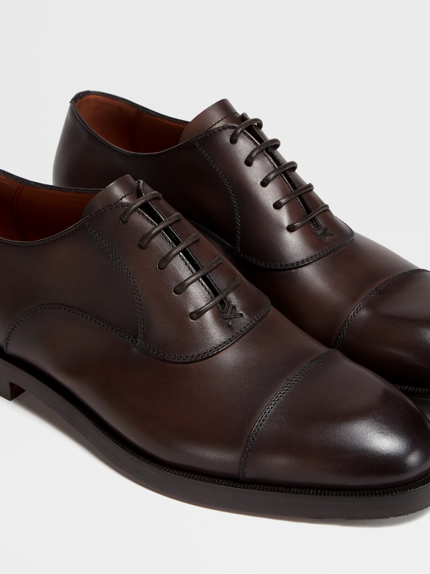 Zegna Torino Leather Oxford Shoes In Black