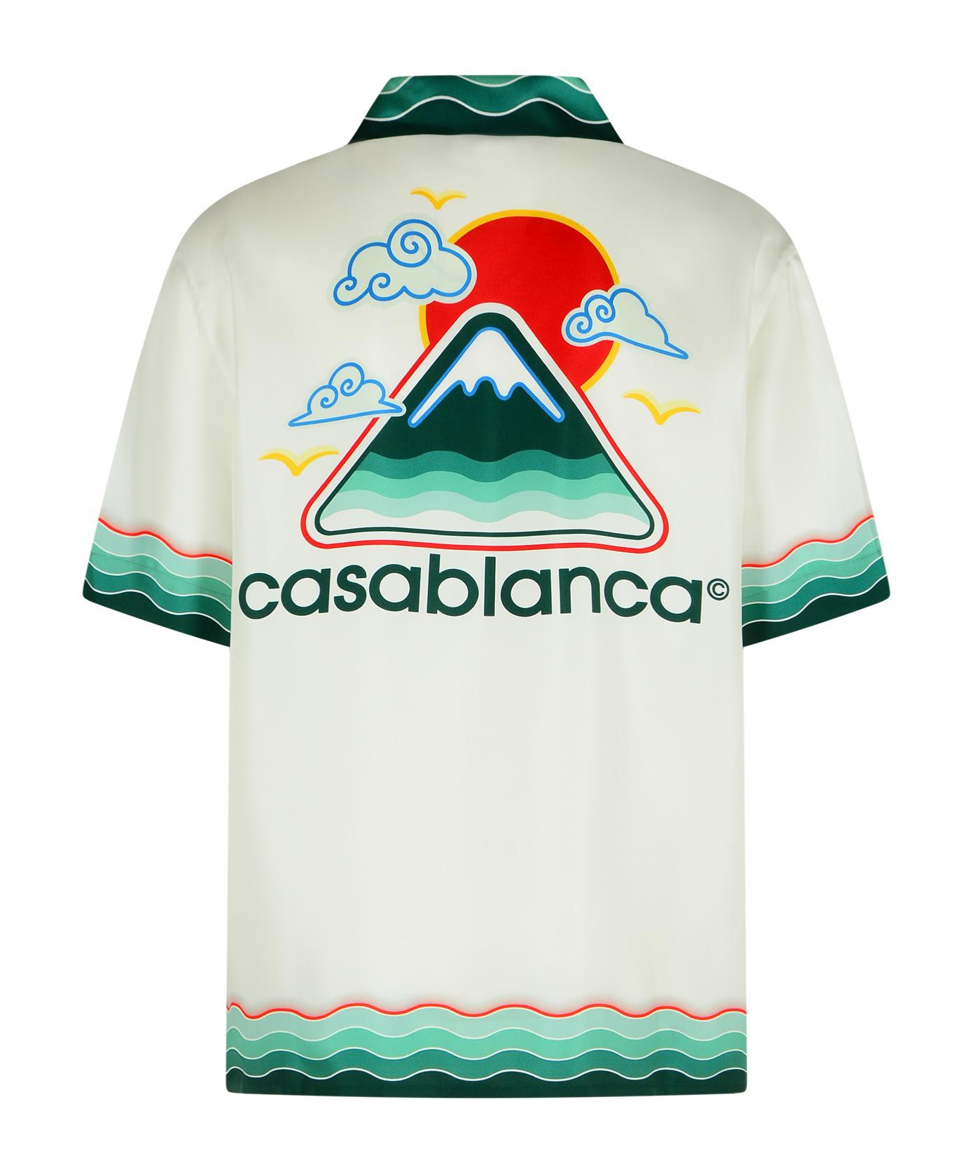 Casablanca Convertible-collar Printed Silk-twill Shirt In Green