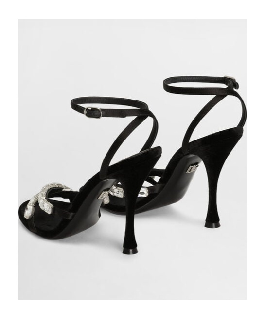 Dolce & Gabbana Keira 105 Satin Sandals With Gemstone Embellishments In Black