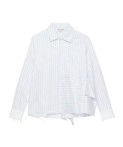Jw Anderson Womens Asymmetric Draped Shirt In White  Blue In White