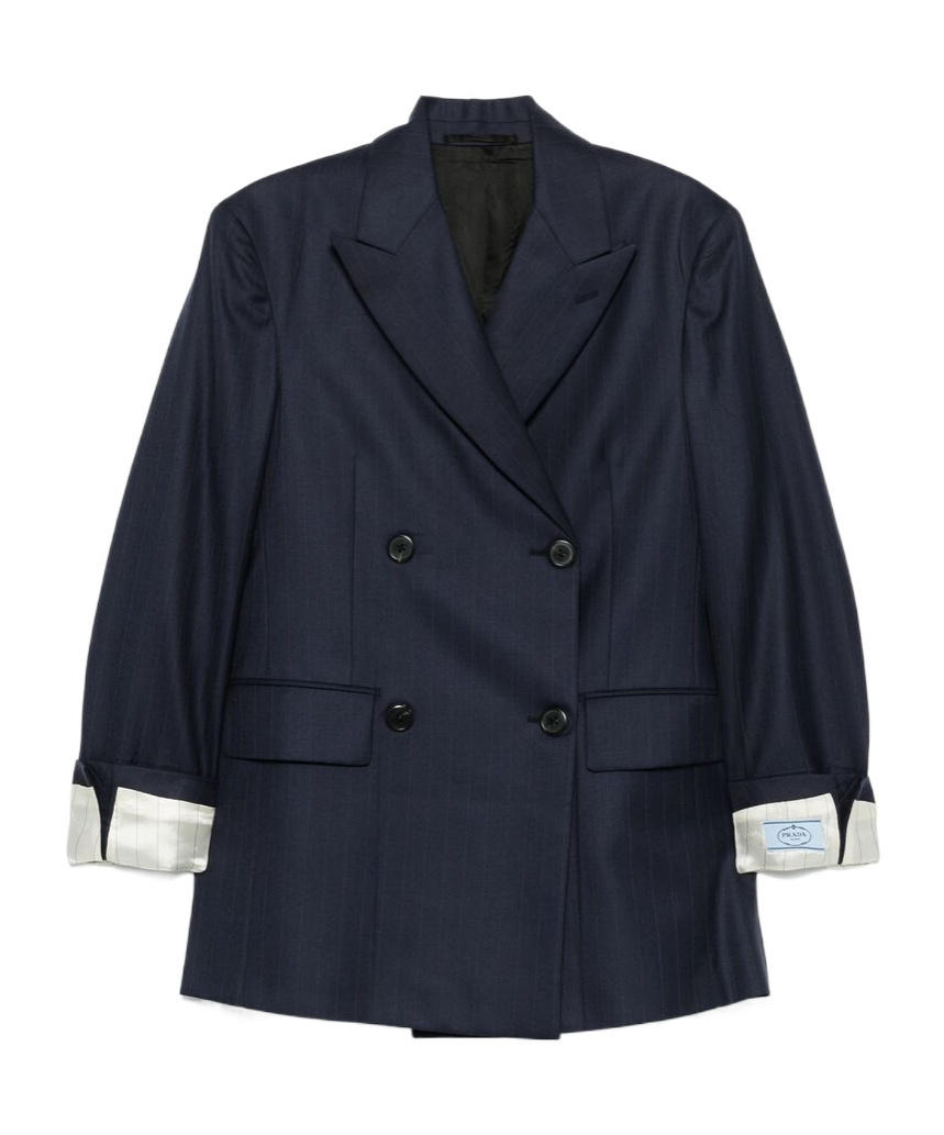 Prada Double-breasted Blazer In Blue
