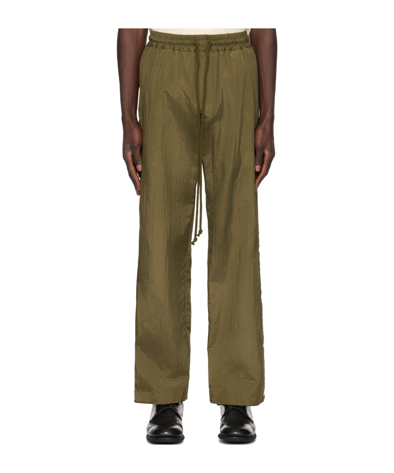 SONG FOR THE MUTE LOGO-STUDS STRAIGHT-LEG TROUSERS 