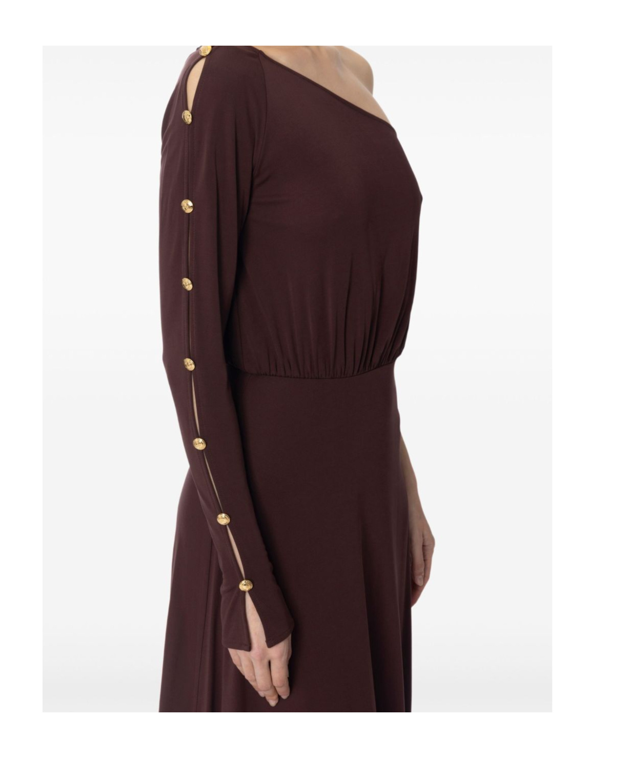 ELISABETTA FRANCHI ONE-SHOULDER MIDI DRESS