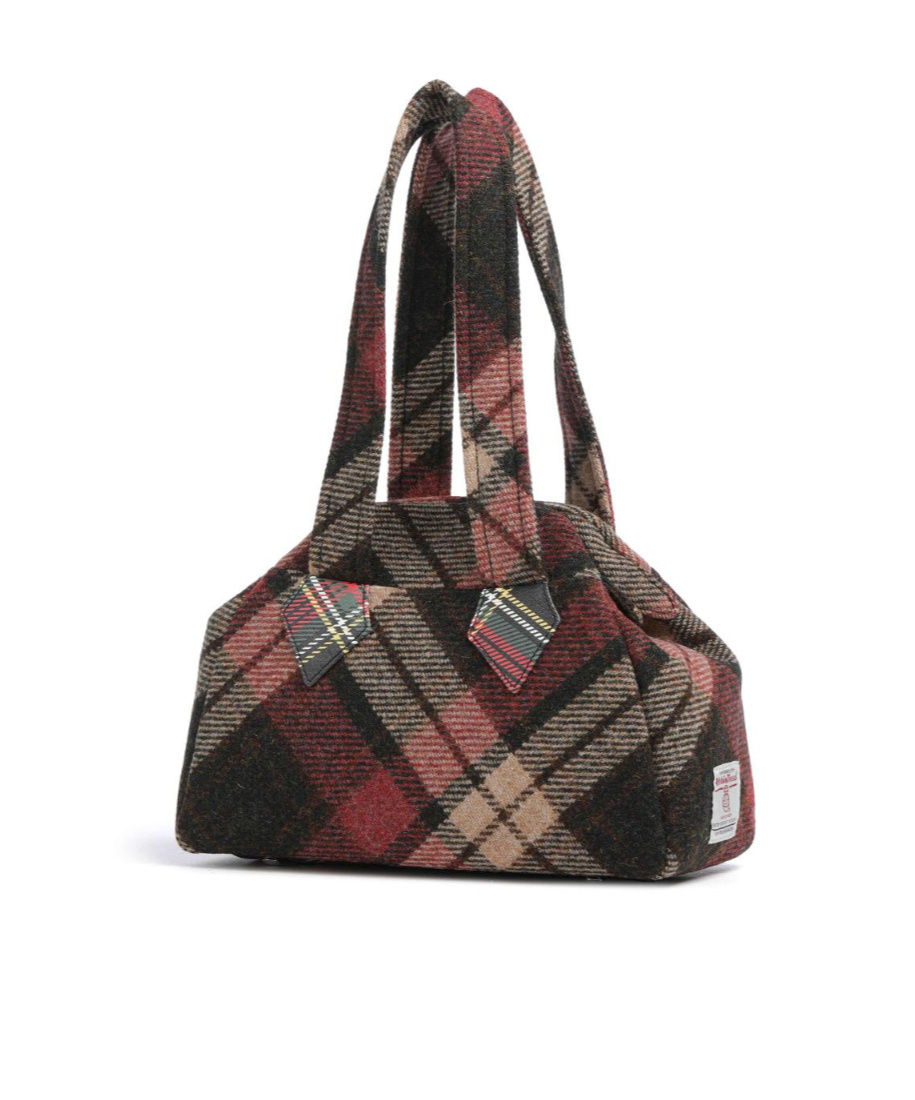 Vivienne Westwood Archive Harris Tweed Check Medium Shoulder Bag In Black