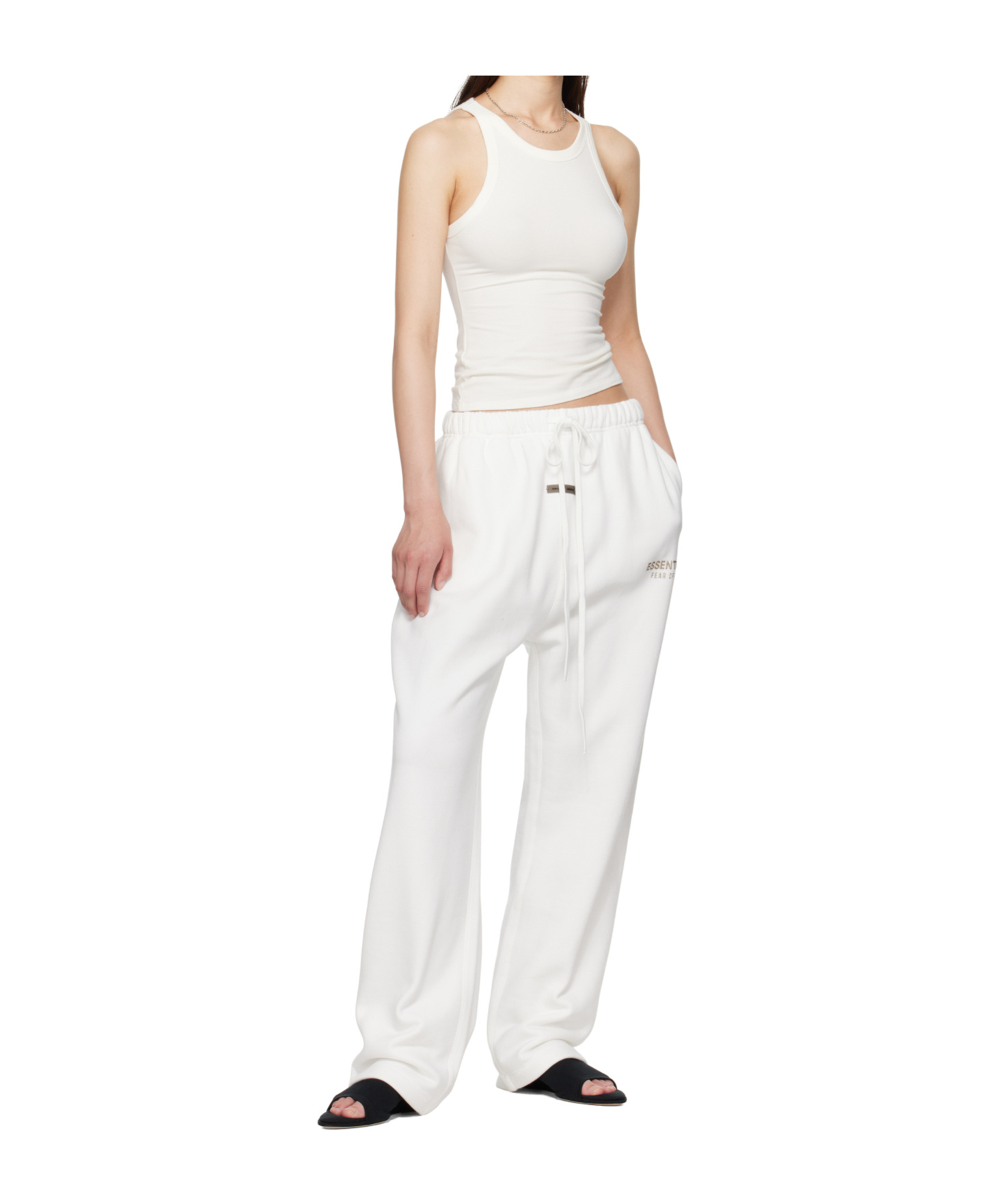 Essentials Drawstring Waist Sweatpants In White