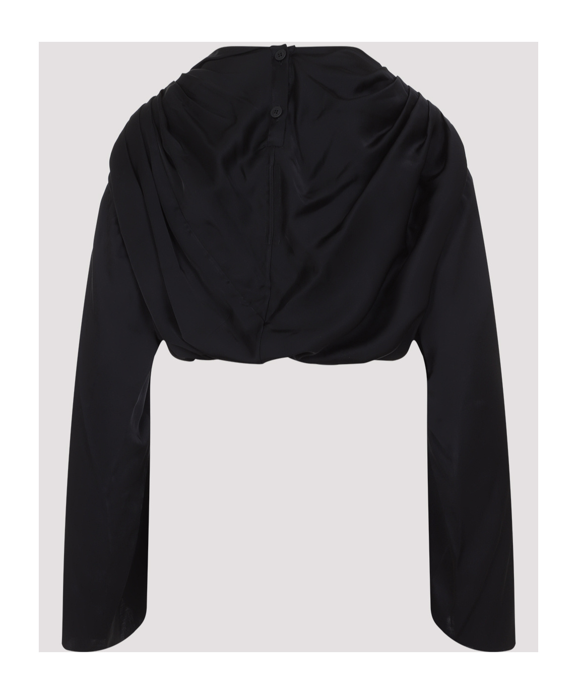 Rick Owens Draped Tech Fabric Top With Button Detail In Black