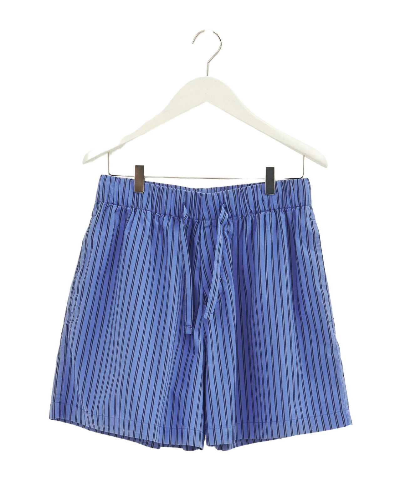 Tekla Striped Drawstring Pajama Shorts In Blue