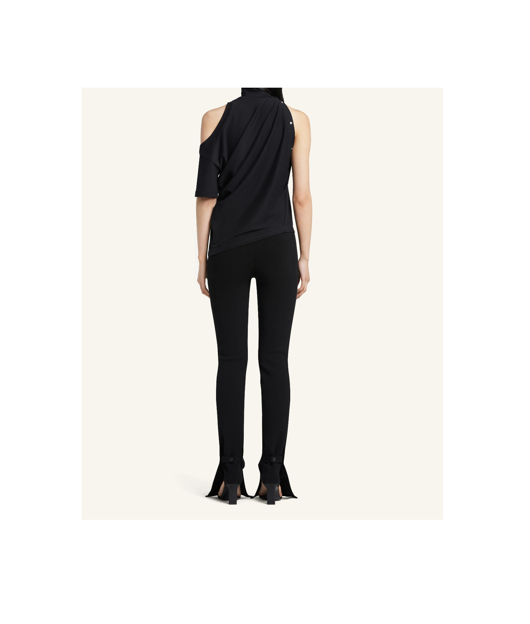 Courrèges Twisted Asymmetrical Cut-out Shoulder Blouse In Black