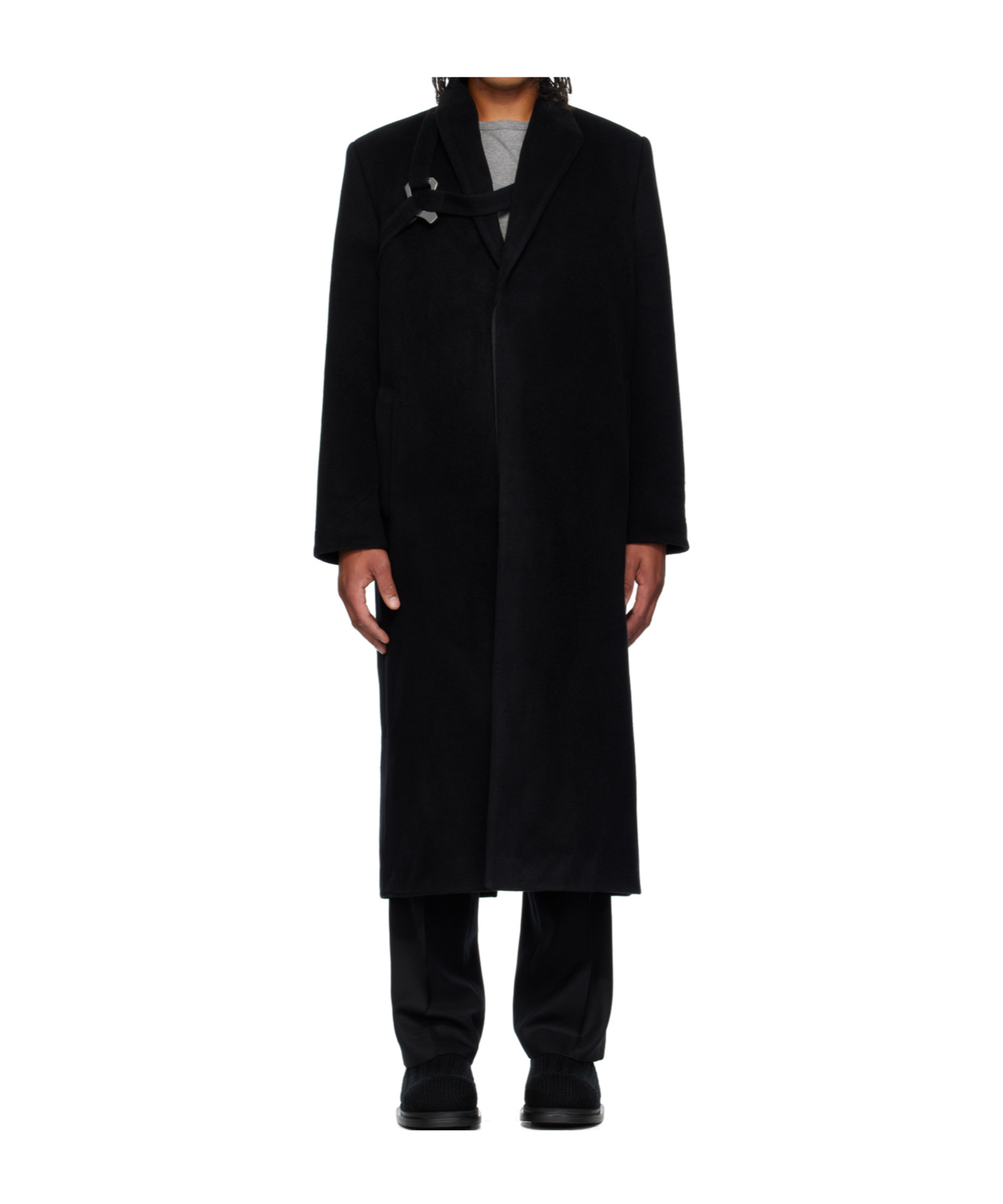 Heliot Emil Titan Wool Coat In Black