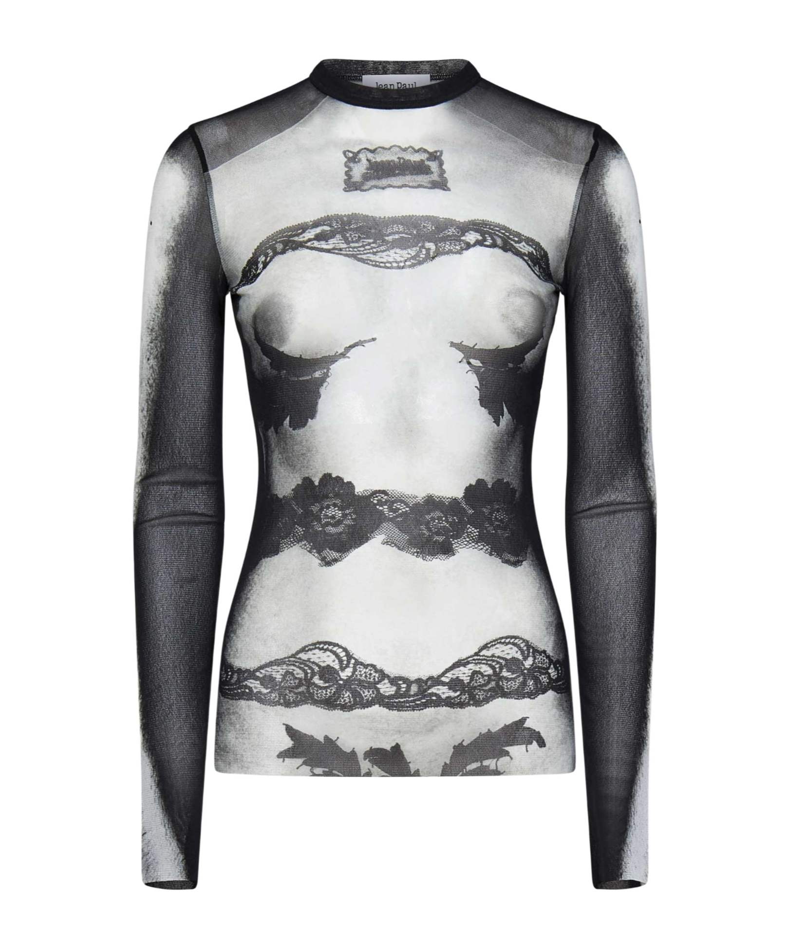 Jean Paul Gaultier Tulle Long-sleeved Top In Black