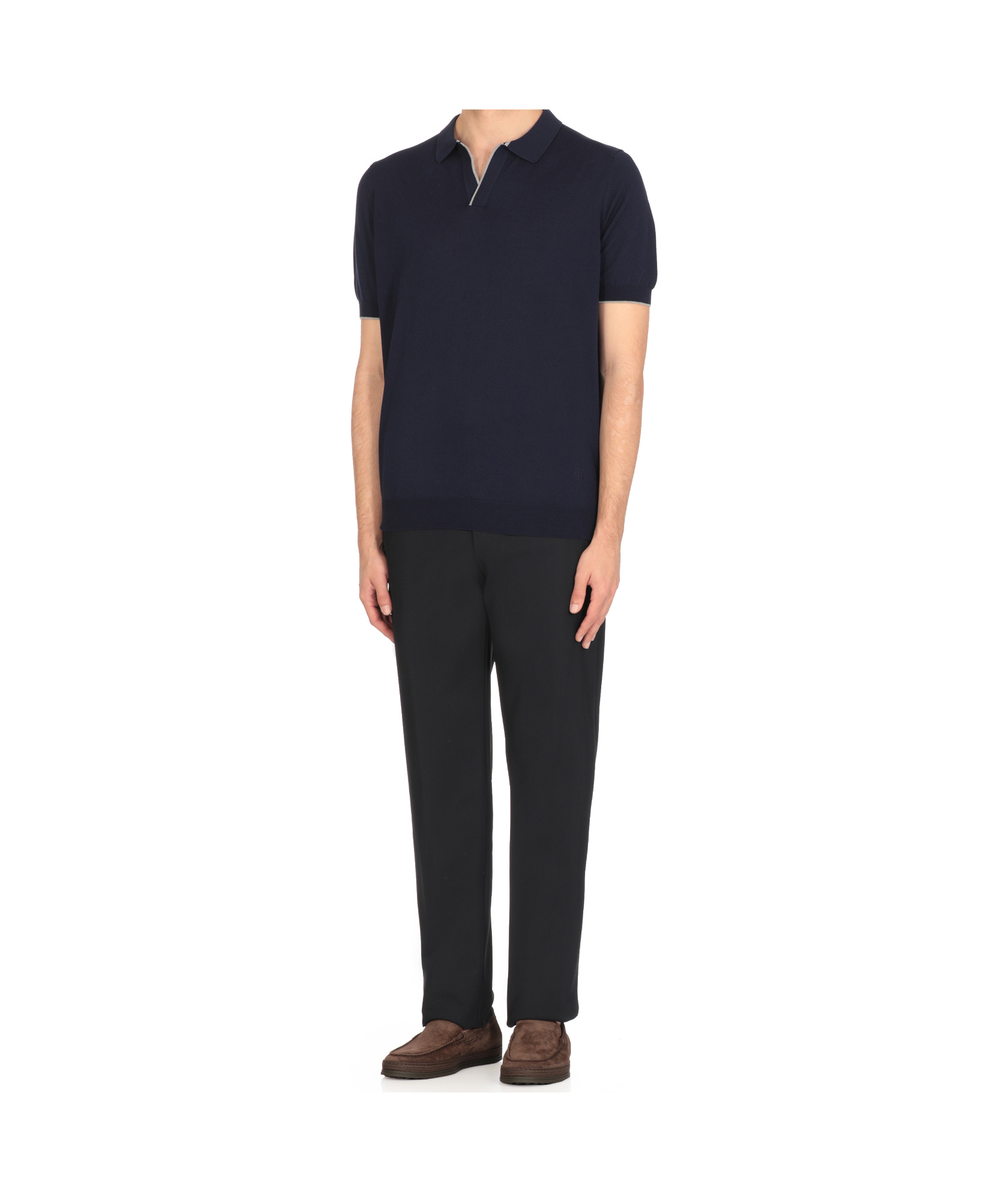 Fay Logo-embroidered Short-sleeved Polo Shirt In Blue