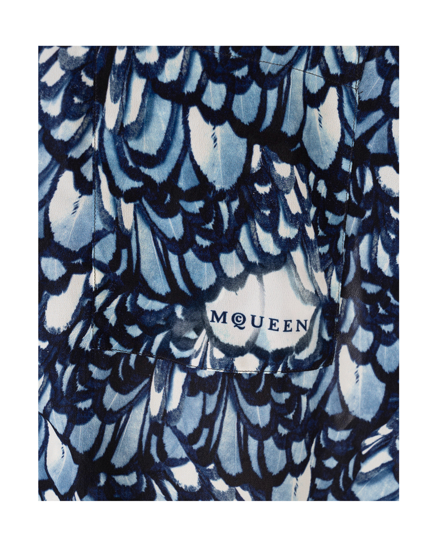 Alexander Mcqueen Mcqueen Feather Print Boxy Camp Shirt In Black