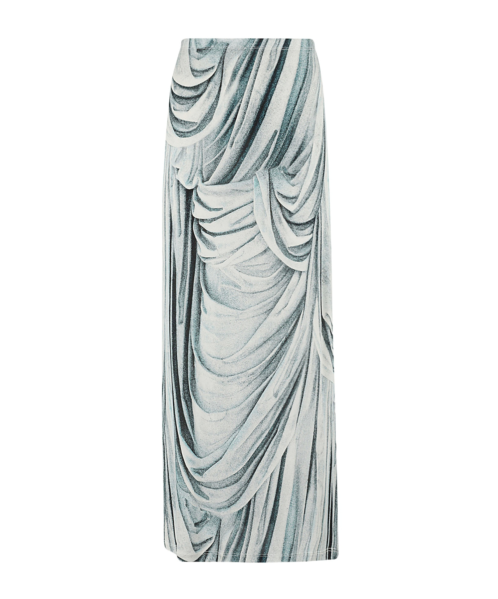 Rabanne Womens Drappe Bleu Drape-illustration Jersey Maxi Skirt In White