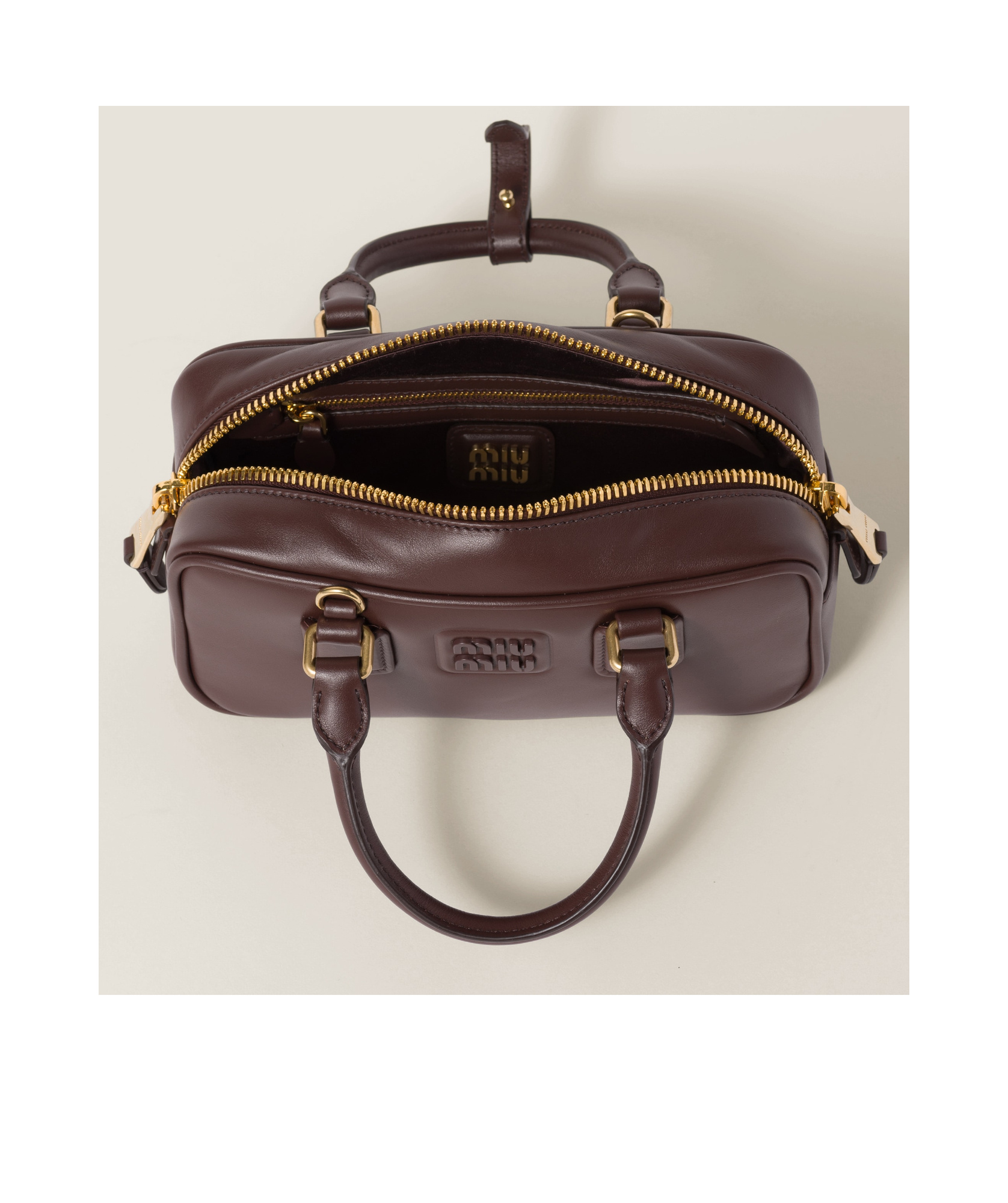 Miu Miu Arcadie Leather Tote Bag In Brown