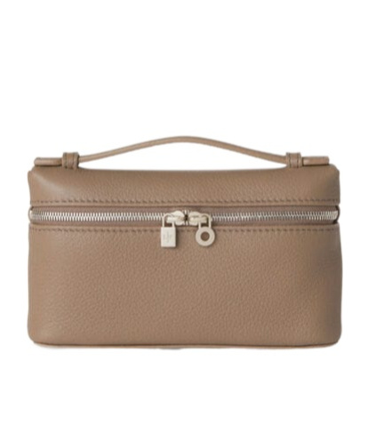 Loro Piana Extra Pocket Mini Pouch In Warm Frankincense/ancient Silver