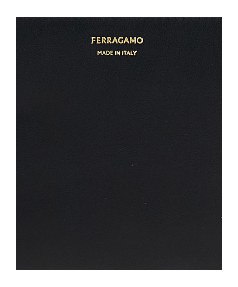 Ferragamo Hot Stamp Leather Continental Wallet In Black