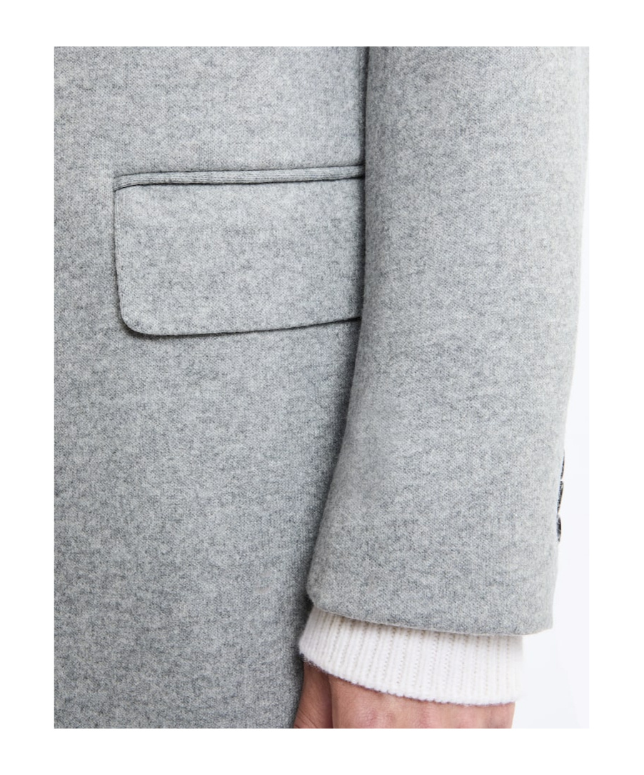 Fay Light Grey Yarn-dyed Wool Blend Fabric Coat In White