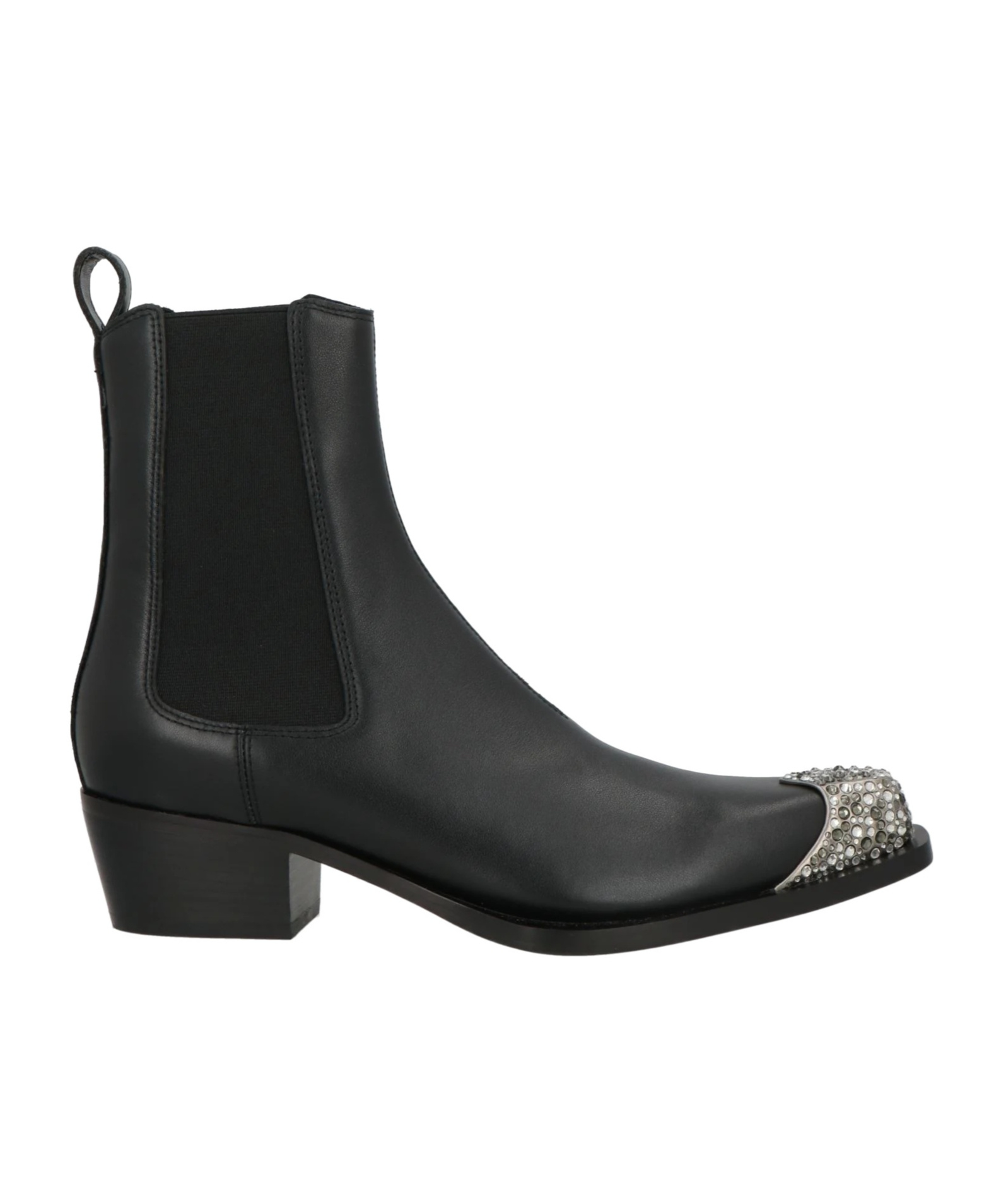 Diesel Rhinestone Decor Denim Ankle Boots In Black