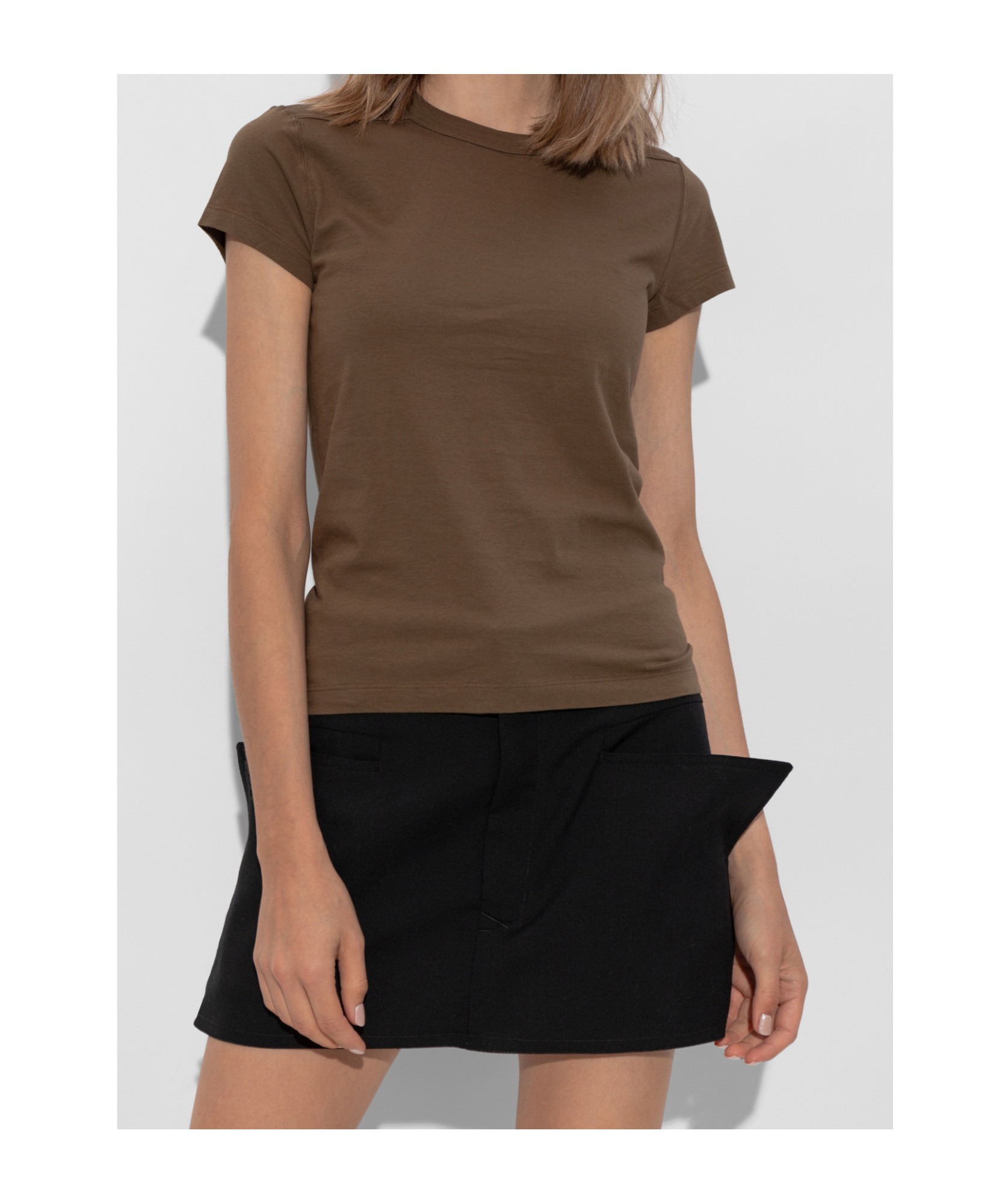 Rick Owens Cropped Level T-shirt In Brown