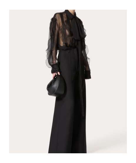 Shop Valentino Chiffon Blouse In Black