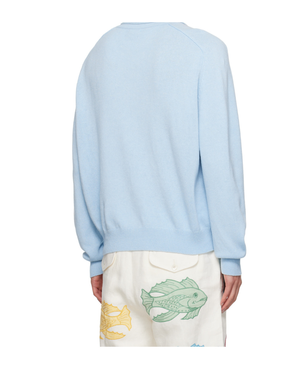Bode Long-sleeved Polo Shirt In Blue