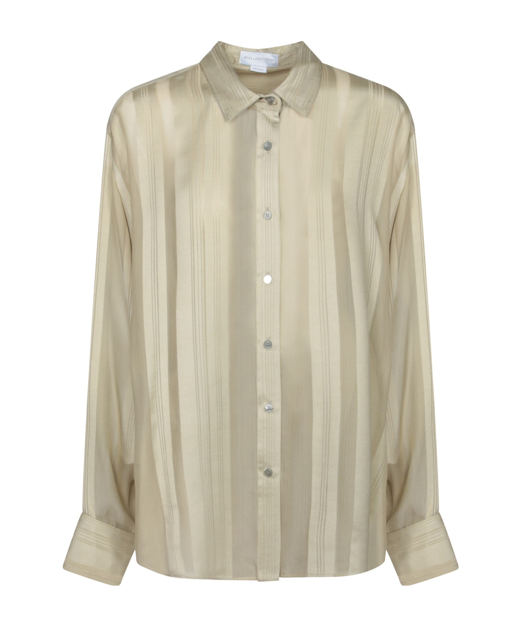 Stella Mccartney Oversized Sheer Striped Panelled Shirt In Neutral