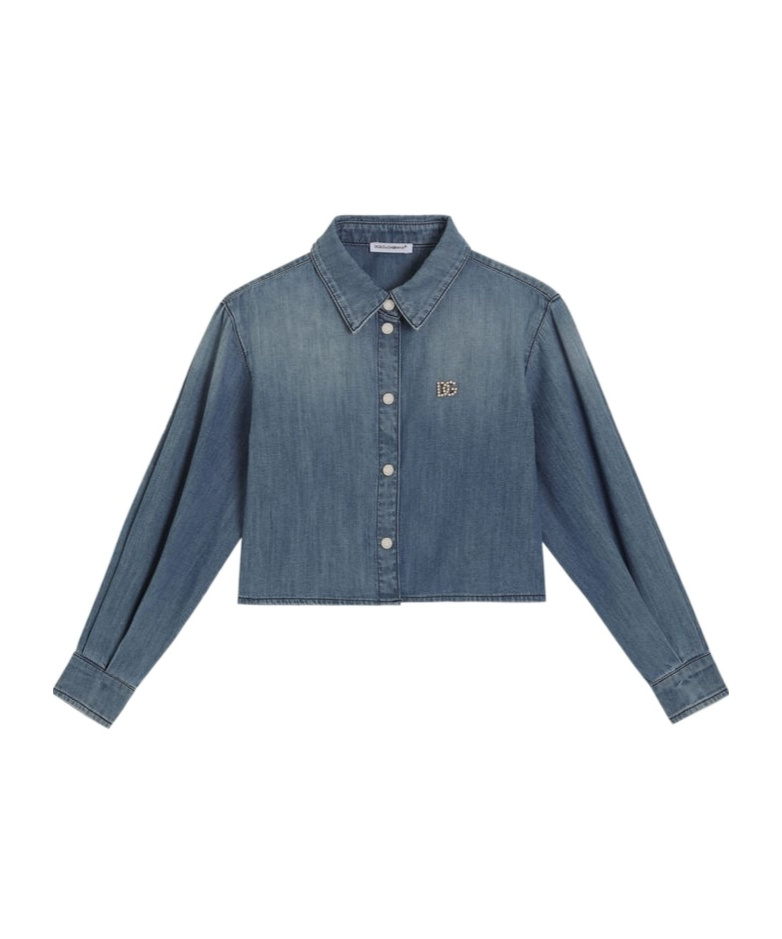 Dolce & Gabbana Denim Cropped Shirt In Blue