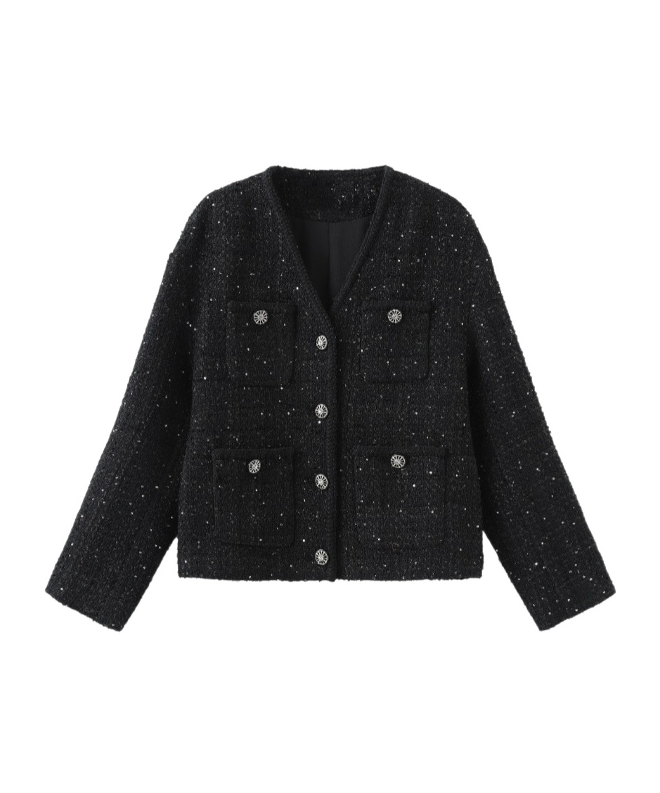 Marissa Chiara V-neck Jacket In Black