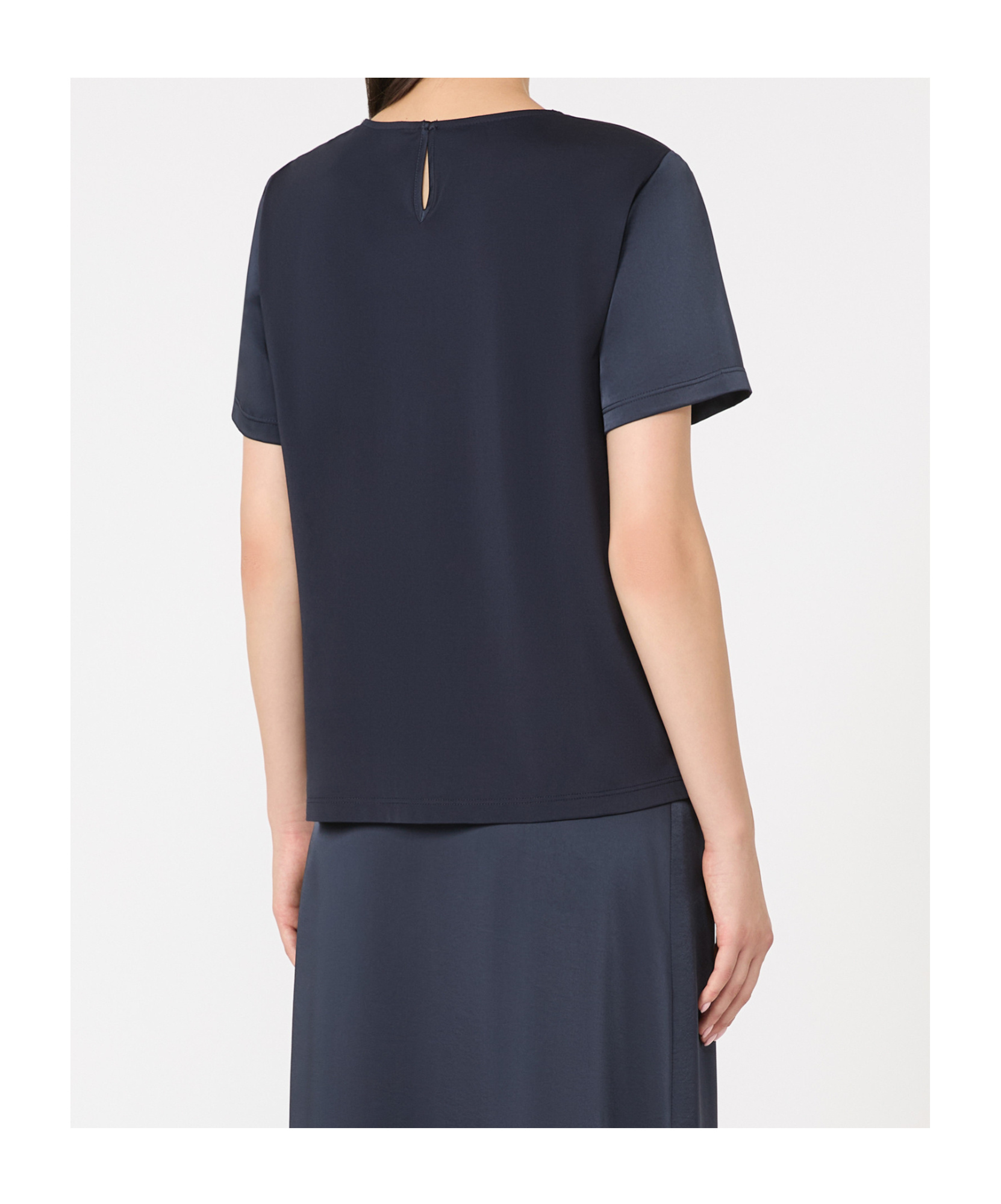 Weekend Max Mara Amburgo T-shirt In Satin And Jersey In Blue